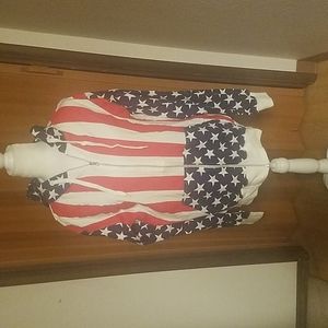 HAWKS BAY USA RED WHITE AND BLUE FLAG ZIP UP HOODIE